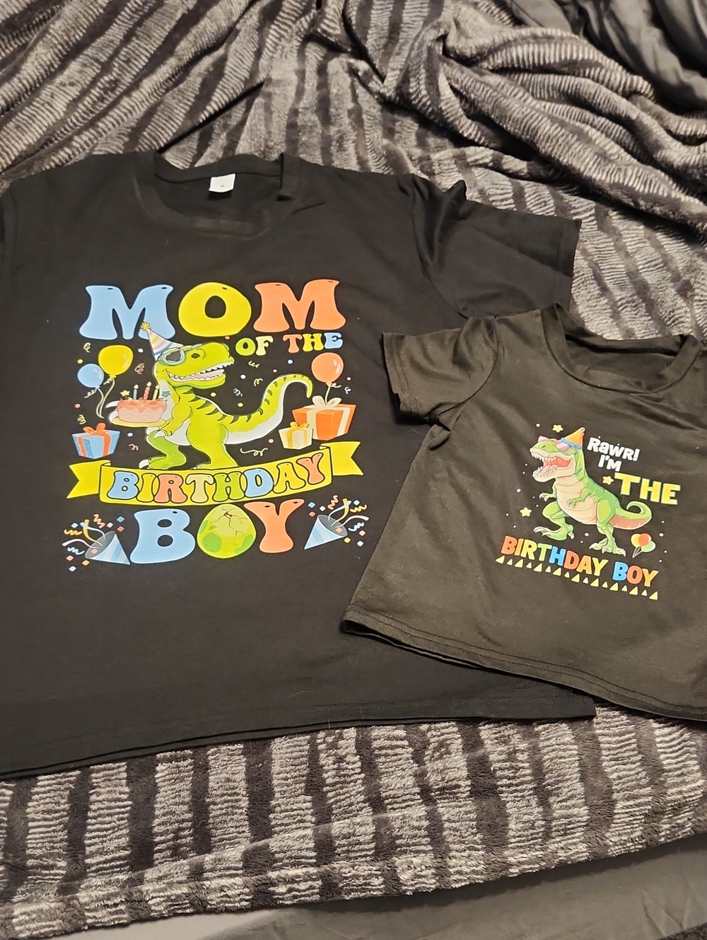 Mom And Son Birthday Dino Graphic Tees